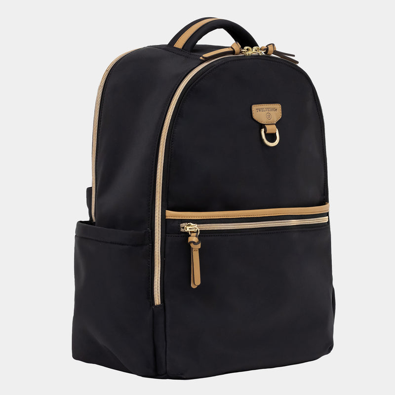On-The-Go Diaper Bag Backpack in Black/Tan