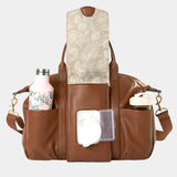 Peek-A-Boo Vegan Leather Diaper Bag Satchel in Toffee *SOLD OUT BUT AVAILABLE ON AMAZON*