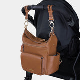 Peek-A-Boo Vegan Leather Convertible Hobo Backpack in Toffee