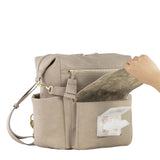 Peek-A-Boo Vegan Leather Convertible Hobo Backpack in Latte