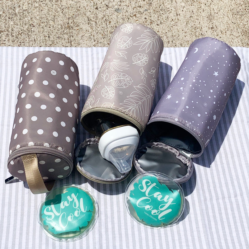 Insulated Bottle Pouch in Polka Dot Lining